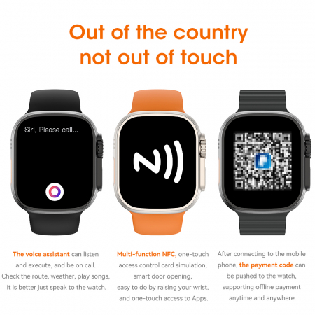 Ceas Smartwatch Ultra Apel BT + GPS Track, 2.0” Assistive MultiTouch, Carcasa 49mm, HD Stereo Sound, AI Asistent Vocal, NFC Acces Control, 24/7 Fitness Tracker [6]