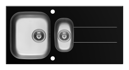 CHIUVETE - Chiuveta Pyramis CONCERTO 100x50 1 1/2B 1D Black Glass & Inox