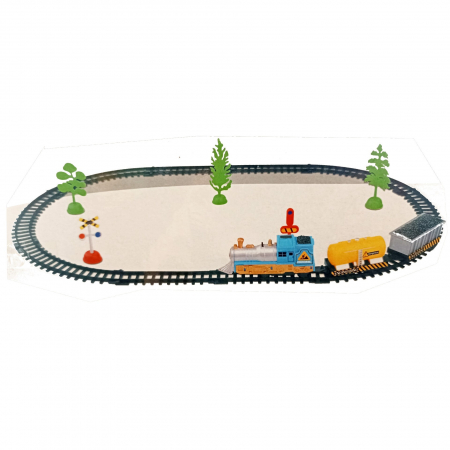 Circuit Tren Electric, 17 piese, 1 locomotiva, 2 vagoane marfa, muticolor [1]