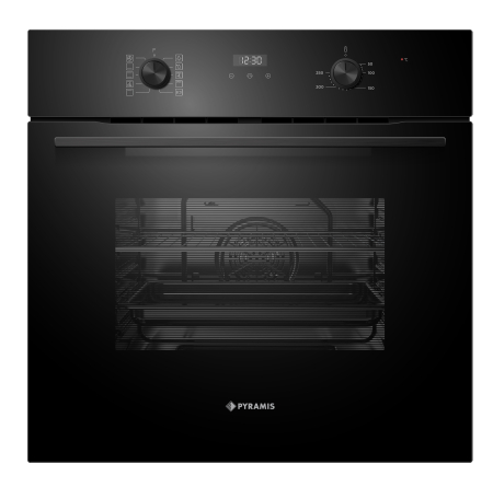 Cuptoare electrice - Cuptor electric Pyramis 60IN 2070 MD Black Glass, 70 l, 10 functii, Clasa A