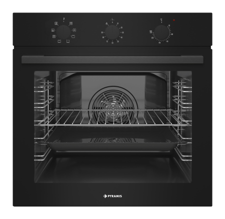 Cuptoare electrice - Cuptor electric Pyramis 60IN 4010 ND Black 3Glass, 79 l, 8 functii, Clasa A