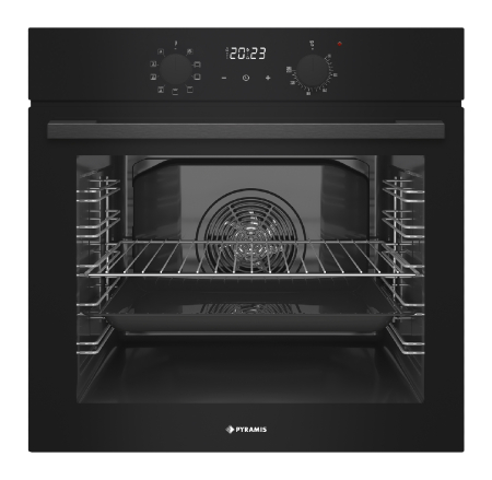 Cuptoare electrice - Cuptor electric Pyramis 60IN 4020 ND Black 3Glass, 76 l, 9 functii, Clasa A