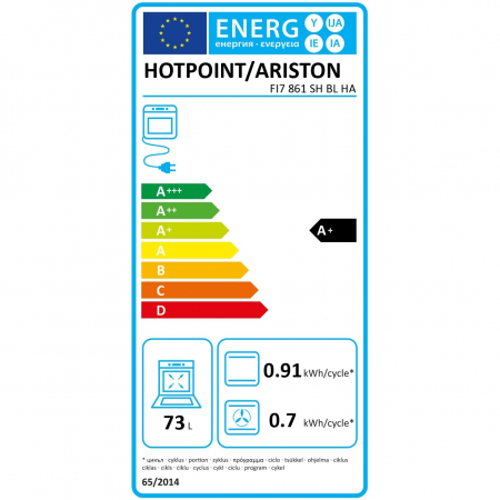 Cuptor incorporabil Hotpoint FI7 861 SH BL HA, Electric, Multifunctional, 8 functii, 73 l, Hidroliza, Grill, Timer, Clasa A+, Negru [4]