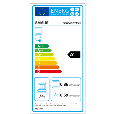 Cuptor incorporabil Samus SC634GDT15H, 74 l, Clasa A [16]