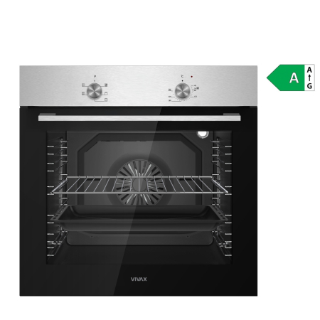 Electrocasnice mari - Cuptor incorporabil VIVAX BO-806BFM X, Electric, Clasa A, Capacitate 80 l, 5 programe + Lumina, Grill, Convectie, Dezghetare, Temperatura ajustabila 40-240°C, 2500W, Ventilatie tangentiala de racire,