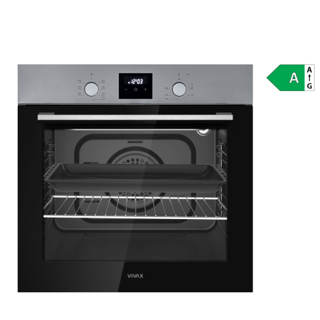 Electrocasnice mari - Cuptor incorporabil VIVAX BO-808BFD X, Electric, Clasa A, 80 l, 7 programe + Lumina, Grill, Convectie, Dezghetare, 2500W, Afisaj LCD digital, Timer, Child Lock, Butoane PiPo, Iluminare, Ventilatie tan