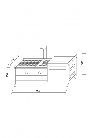 Cusca din lemn pentru broaste testoase si reptile, BUNTZ, cu acoperis rabatabil, roti si compartiment de cuibarit, 2 tavi detasabile, 99.5 x 33 x 43.5 cm, Albastru-Alb [2]