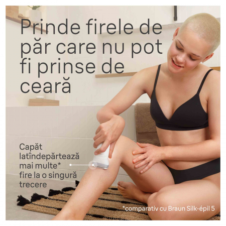 Epilator Braun Silk-épil 7 7-081 SkinSpa, Wet & Dry, MicroGrip, Smart Light, 40 de pensete, 2 viteze, Cap de ras + Pieptene, Cap pentru exfoliere, Cap pentru masaj, Saculet de voiaj, Alb/Gri [4]
