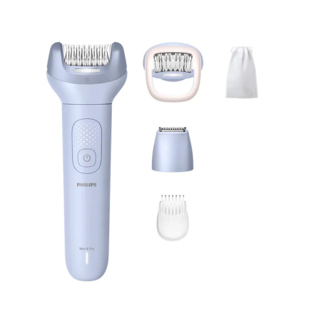 Epilatoare - Epilator fara fir umed si uscat Philips Seria 8000 BRE711/00, 5 accesorii, baterie Li-Ion cu autonomie de 60 min, Albastru