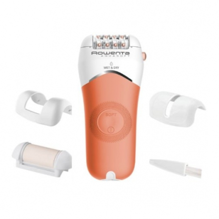 Epilatoare - Epilator ROWENTA AquaSoft EP4920F0, 4.5W, 40 min autonomie, Wet&Dry, 4 accesorii, Skin Respect technology, corai