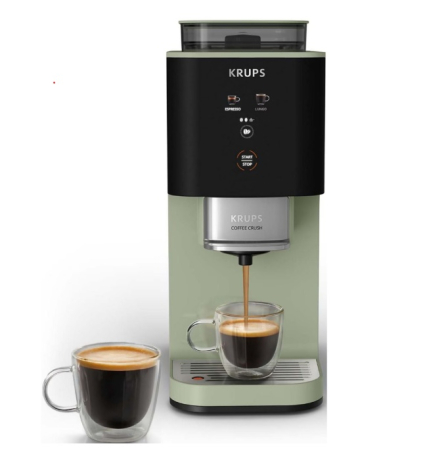 Espressoare - Espressor automat Krups Coffee Crush SA401LE0, 1370W, 1.8l, 15 bar, 3 setari macinare, Verde/Negru