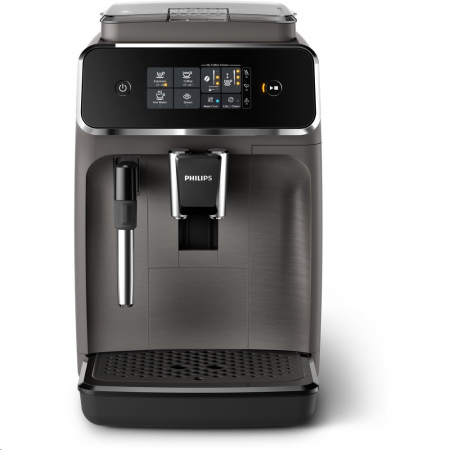 Espressoare - Espressor automat Philips EP2224/10, 2 Bauturi , Rasnita Ceramica, Sistem de Spumare a Laptelui, Ecran Tactil, Negru