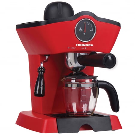 Aparate cafea si ceai - Espressor manual Heinner HEM-200RD, 800W, 3.5 bar, filtru inox, 250 ml, Rosu