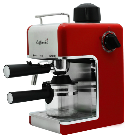 Espressoare - Espressor Samus Caffeccino Red, 800 W, Abur, Rosu si inox