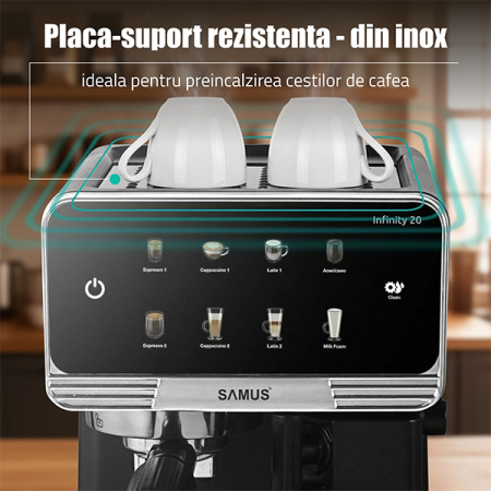 Espressor Samus Infinity 20, 1350 W, Abur, Negru [7]