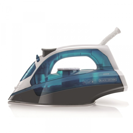 Fiare de calcat - Fier de calcat Black&Decker BXIR2200E, 2200W, recipient apa 280ml, debit de abur continuu 30g/min, jet de abur 120g/min, termostart reglabil, Alb/Albastru