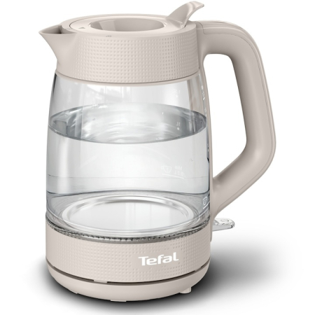 Fierbator electric Tefal Morning KO2G0BE0, 2000 W, 1.7 L, sticla, filtru anticalcar, baza rotativa, oprire automata, Crem [0]