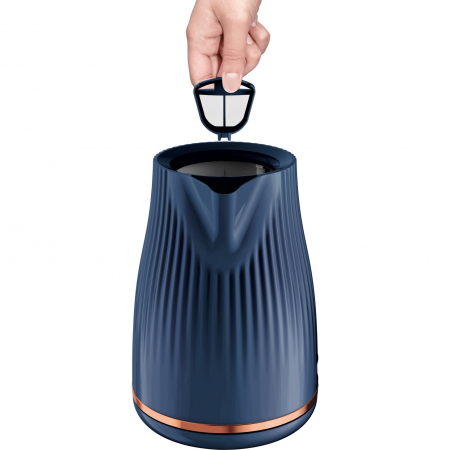 Fierbator Tefal Loft KO251430, 2400W, capacitate 1.7L, capac detasabil, filtru anticalcar, baza rotativa, indicator pentru nivelul apei, albastru [4]