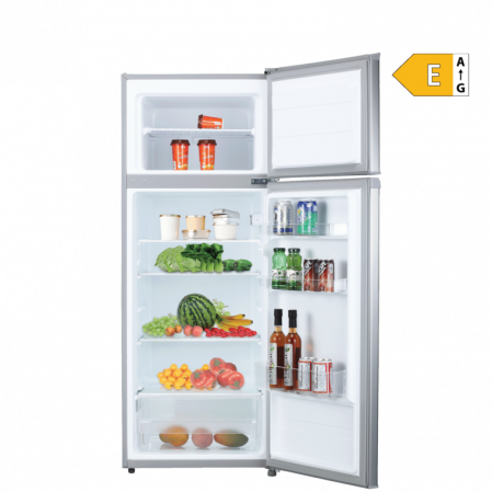 Frigider cu doua usi VIVAX DD-207E S, 204L, Clasa E, Termostat reglabil, Iluminare LED, Usi reversibile, Suprafata painted metal, 3 Rafturi de Sticla securizata, H 143 cm, Argintiu [3]