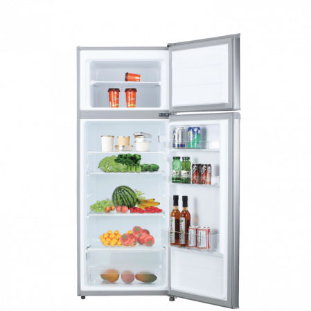Frigider cu doua usi VIVAX DD-207E S, 204L, Clasa E, Termostat reglabil, Iluminare LED, Usi reversibile, Suprafata painted metal, 3 Rafturi de Sticla securizata, H 143 cm, Argintiu [4]