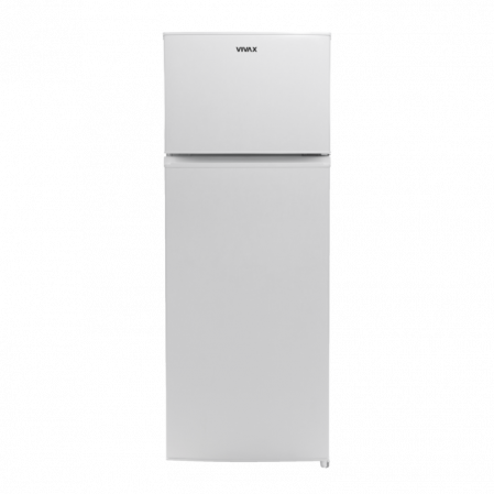 Frigidere - Frigider cu doua usi VIVAX DD-207E W, 204L, Clasa E, Termostat reglabil, Iluminare LED, Usi reversibile, Suprafata painted metal, 3 Rafturi de Sticla securizata, H 143 cm, Alb