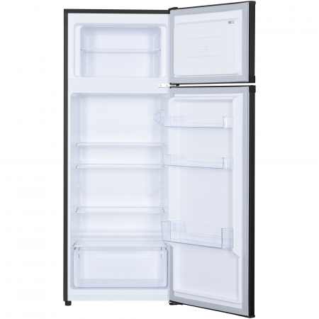Frigider cu doua usi Heinner HF-H2206BKE++, 206 l, Clasa E, lumina LED, 3 rafturi de sticla, H 143 cm, Negru [1]