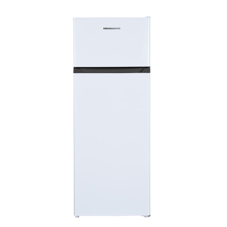 Resigilate - Frigider cu doua usi Heinner HF-H2206E++, 206 l, Clasa E, lumina LED, 3 rafturi de sticla, H 143 cm, Alb