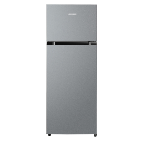 Frigidere - Frigider cu doua usi Heinner HF-M24ESE++, 204 l , Clasa E, Control electronic cu termostat ajustabil, Lumina led, Rafturi de sticla, H 143 cm, Argintiu