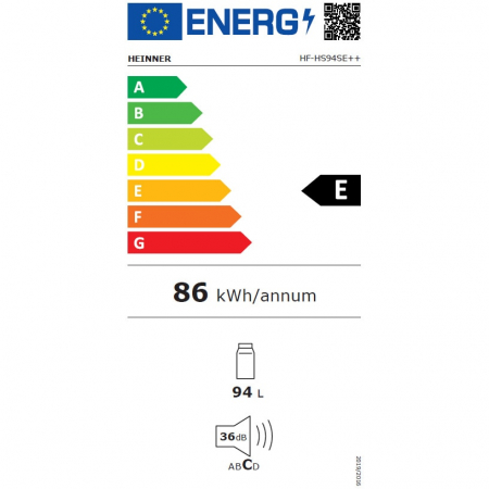 Frigider cu o usa Heinner HF-HS94SE++, 94 l, Clasa E, Iluminare LED, Rafturi sticla, H 84 cm, Argintiu - Resigilat [3]