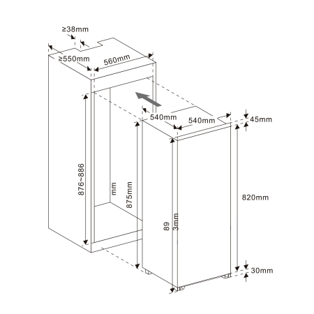 Frigider incorporabil cu o usa Samus SFBI174E, 125 l, Clasa E, Alba [3]