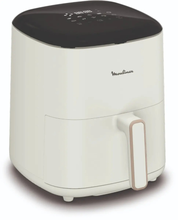 Friteuză cu aer cald Moulinex EZ245A20, capacitate 5 L, 1500 W, tehnologie de gătire fără ulei, circulație rapidă a aerului, control mecanic, funcții multiple de prăjire și coacere, Alb [0]