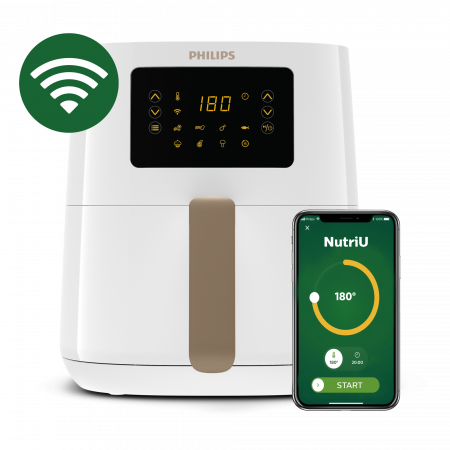 Friteuza cu aer cald Philips Airfryer HD9255/30, tehnologie Rapid Air, 800g, capacitate 4.1L, conectat la wifi, curatare rapida, functie de gatit presetata, 13 functii de gatit presetate, compatibil Amazon Alexa [1]