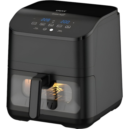 Friteuze - Friteuza cu aer cald Vivax DFA-617DB, 1500W, 6L, temperatura reglabila pana la 200°C, cronometru, tava antiaderenta, protectie la supraincalzire, negru