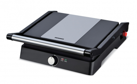 Gratar electric Heinner HEPG-F2000BKSS, placi fixe antiadezive, deschidere 180°, temperatura reglabila, Negru/Inox [2]