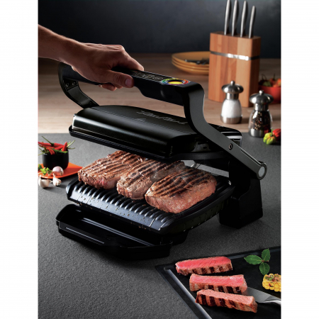Grill electric Tefal OPTIGRILL GC714834, 2000W, 6 programe automate de gatit, Senzor automat pentru gatit, Placi detasabile, Negru [4]