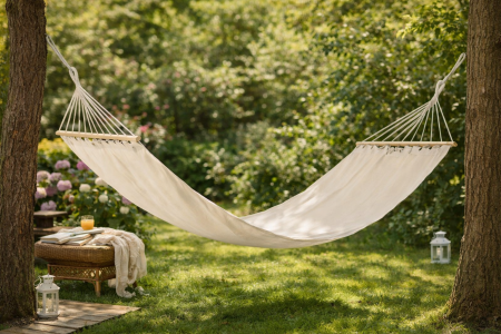 Balansoare si Hamace - Hamac pentru gradina, poli-bumbac, 100 x 200 cm, culoare naturala, pentru relaxare exterior/interior