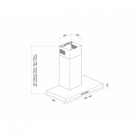 Hota decorativa Pyramis LEVE 60cm, 1 motor 150W, putere de absorbtie 550mc/h, Inox [2]