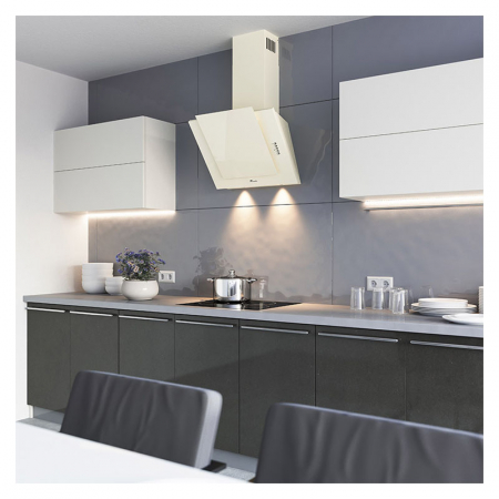 Hota Decorativa Tornado Vertikal 750 (60) LED, 1 motor Turbo, latime 60 cm, 3 viteze, absorbtie 750 m3/ora, filtru anti-grasimi aluminiu 5 straturi, Bej [5]