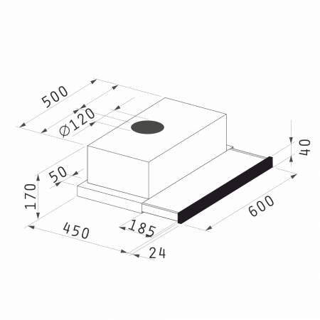 Hota incorporabila telescopica Pyramis ECO SLIDING 2MT 1350WG [1]