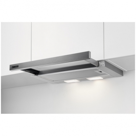 PROMOTII - Hota telescopica incorporabila Zanussi ZFP216S, Putere de absorbtie 330 mc/h, 1 motor, 60 cm, Inox