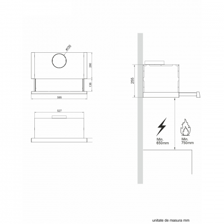 Hota telescopica Pyramis Turbo MDT SL Full Grey Glass, putere de absorbtie 573mc/h, 1 motor turbo, 60cm, finisaj metal si sticla [2]