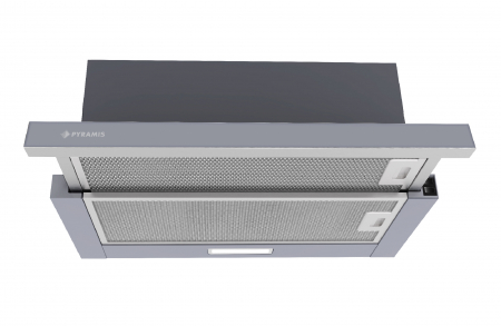 PROMOTII - Hota telescopica Pyramis Turbo MDT SL Full Grey Glass, putere de absorbtie 573mc/h, 1 motor turbo, 60cm, finisaj metal si sticla