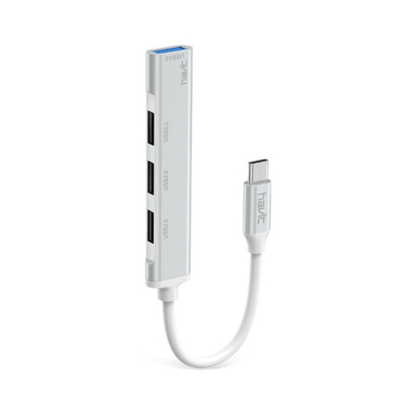 Hub USB-C multiplu 4 in 1 HAVIT HB41, 4 USB A, Viteza transfer date 5 Gbps, Argintiu [0]