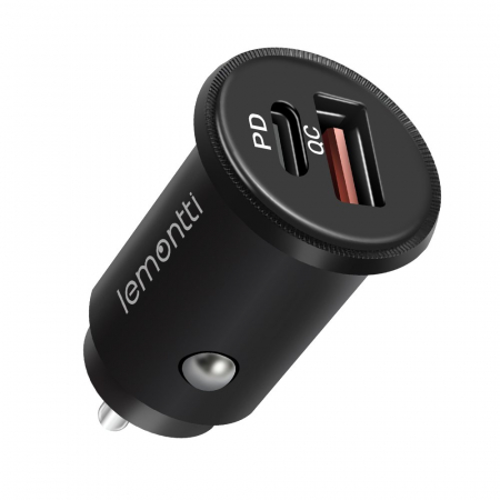 Incarcatoare auto - Incarcator Auto Lemontti PD USB + Quick Charge Type-C 30W, QC3.0, Black