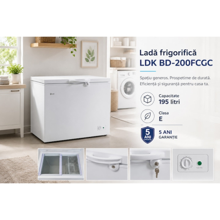 Lada frigorifica LDK BD-200FCGC, Clasa E, Capacitate 195 l, Congelare rapida, Termostat ajustabil, Alb [6]
