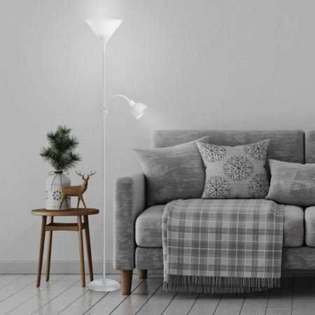 Lampa de podea Platinet PFLF066W , E27 si E14 , 180cm , metal si plastic , alba [3]