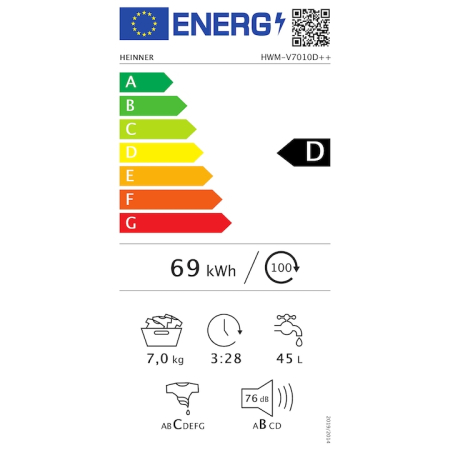 Masina de spalat Heinner HWM-V7010D++, 7 kg, 1000 RPM, Clasa D, Display LED, 60 cm, Alb [3]
