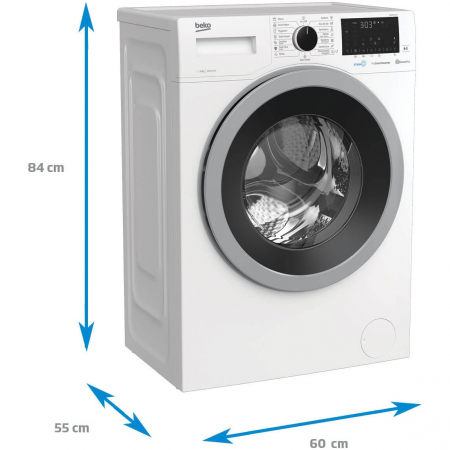 Masina de spalat rufe Beko WUE8736XST, 8 kg, Clasa C, 1400 RPM, HomeWhiz, Bluetooth, SteamCure, Add Garment, Motor ProSmart Inverter, Alb [6]