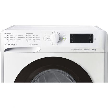 Masina de spalat rufe Indesit MTWE91484WKEE, 9 kg, 1400 rpm, Clasa C, Fast Cycles, Motor Inverter, Display Digital, Alb/Negru [2]