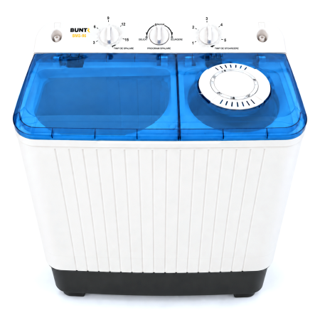 Electrocasnice mari - Masina de spalat rufe semiautomata Buntz BMS-86, 8 Kg, Capacitate rufe stoarcere 6Kg, 380 W, Alb/Albastru